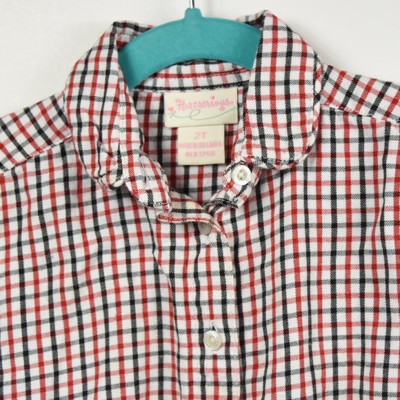 Red white and blue plaid long sleeve button down - Picture 2 of 6